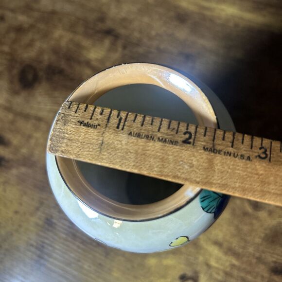 Elegant 6” Bud Vase Vintage Japanese Adorned W/ Blue Yellow Floral & Pheasant - Picture 11 of 12